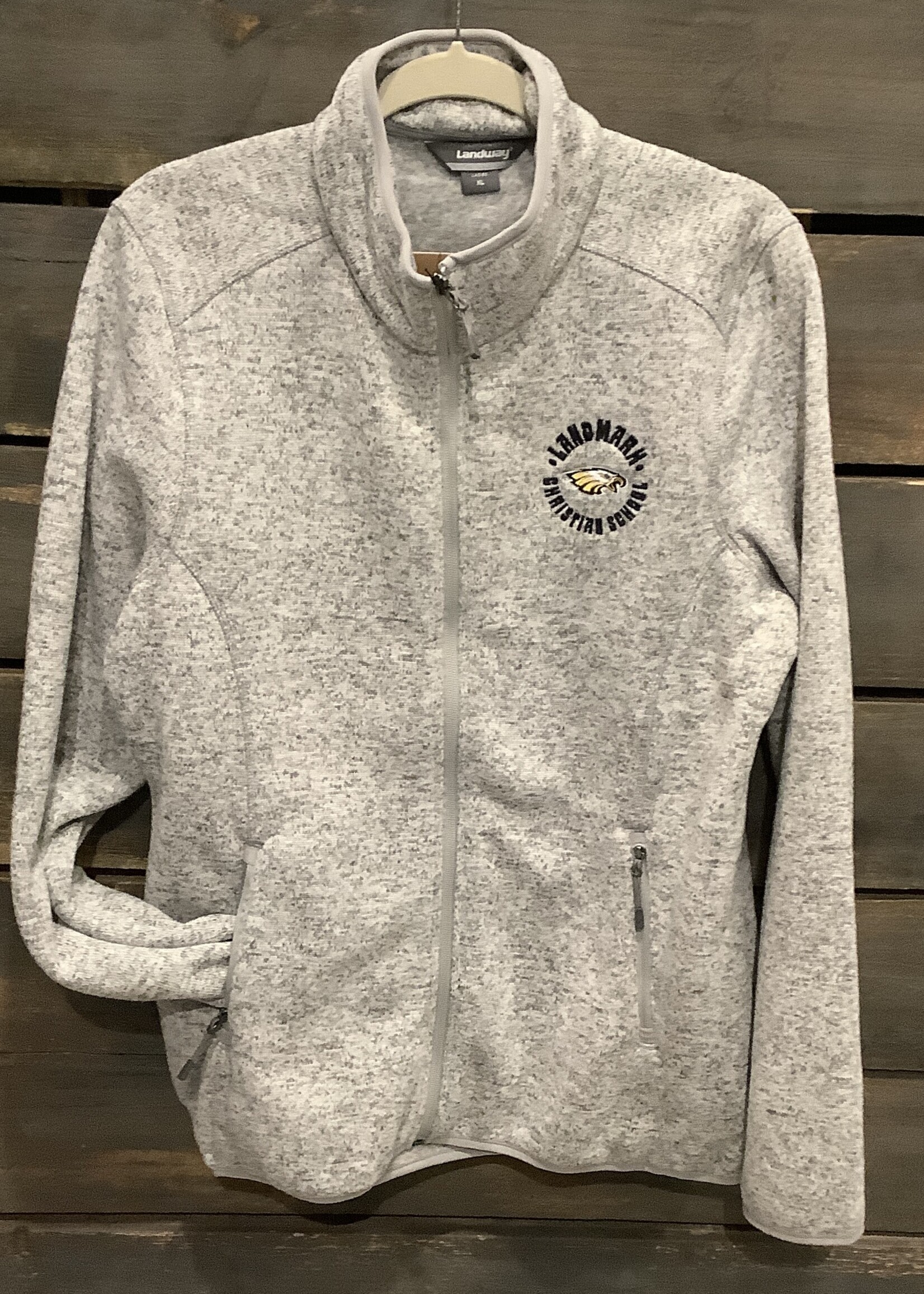 LADIES PREMIUM SWEATER KNIT HEATHER GREY FLEECE WITH EMBROIDERY LOGO