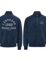 VINTAGE FLEECE NAVY TRACK JACKET WITH EMBROIDERY BACK AND LEFT CHEST