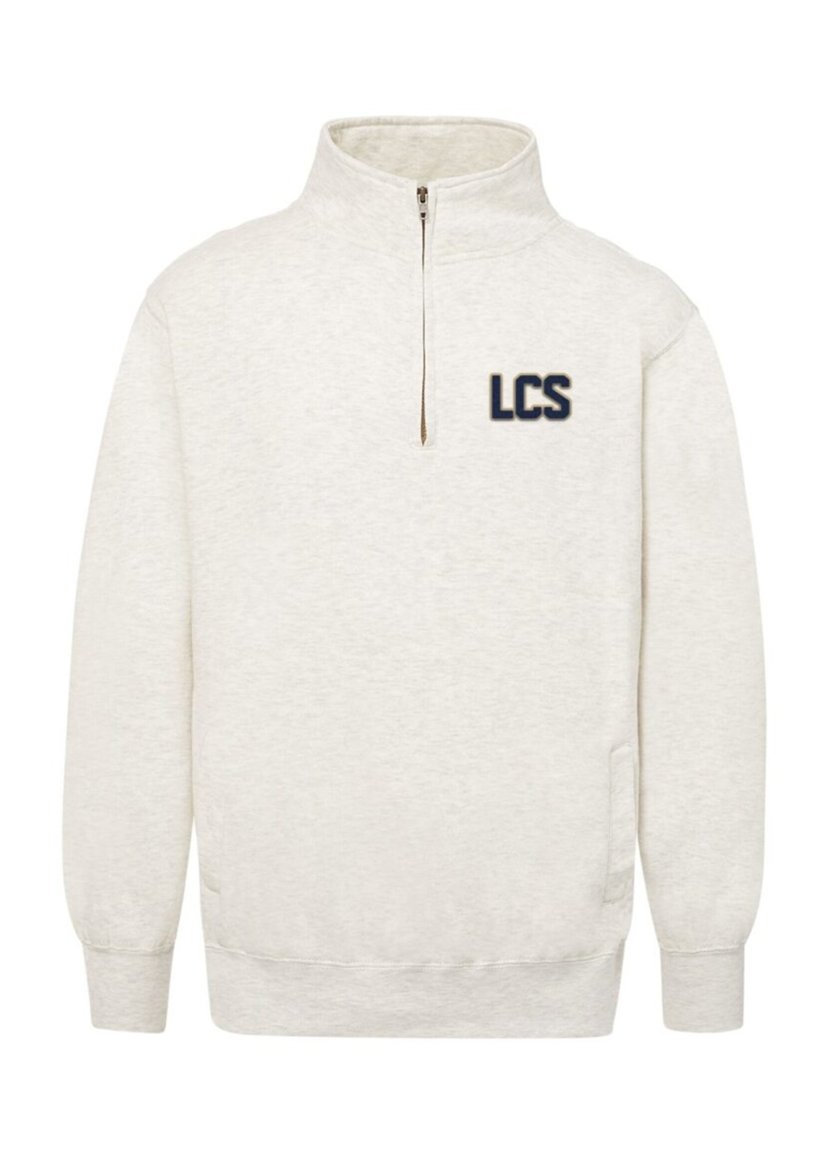 MV SPORT 1/4" ZIP FLEECE WITH POCKETS AND CHENILLE APPLIQUE