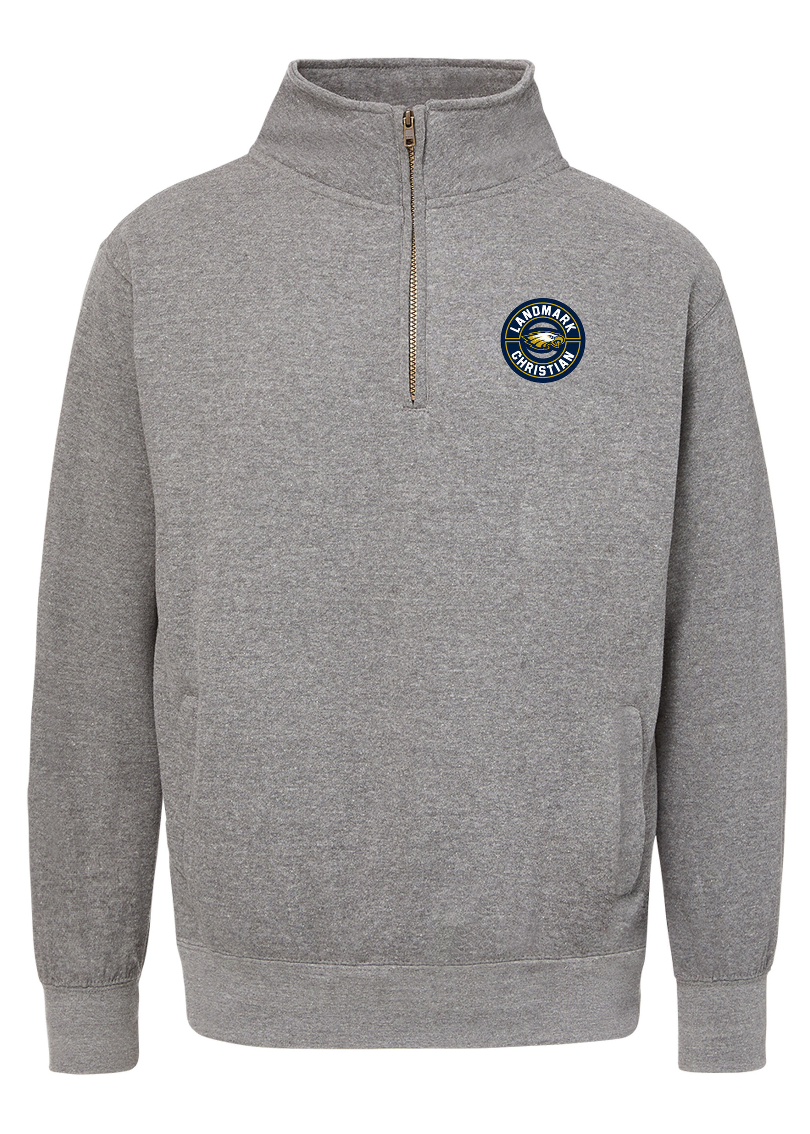 MEN'S FLEECE 1/4 ZIP WITH SIDE POCKETS AND LEFT CHEST EMBROIDERY LOGO