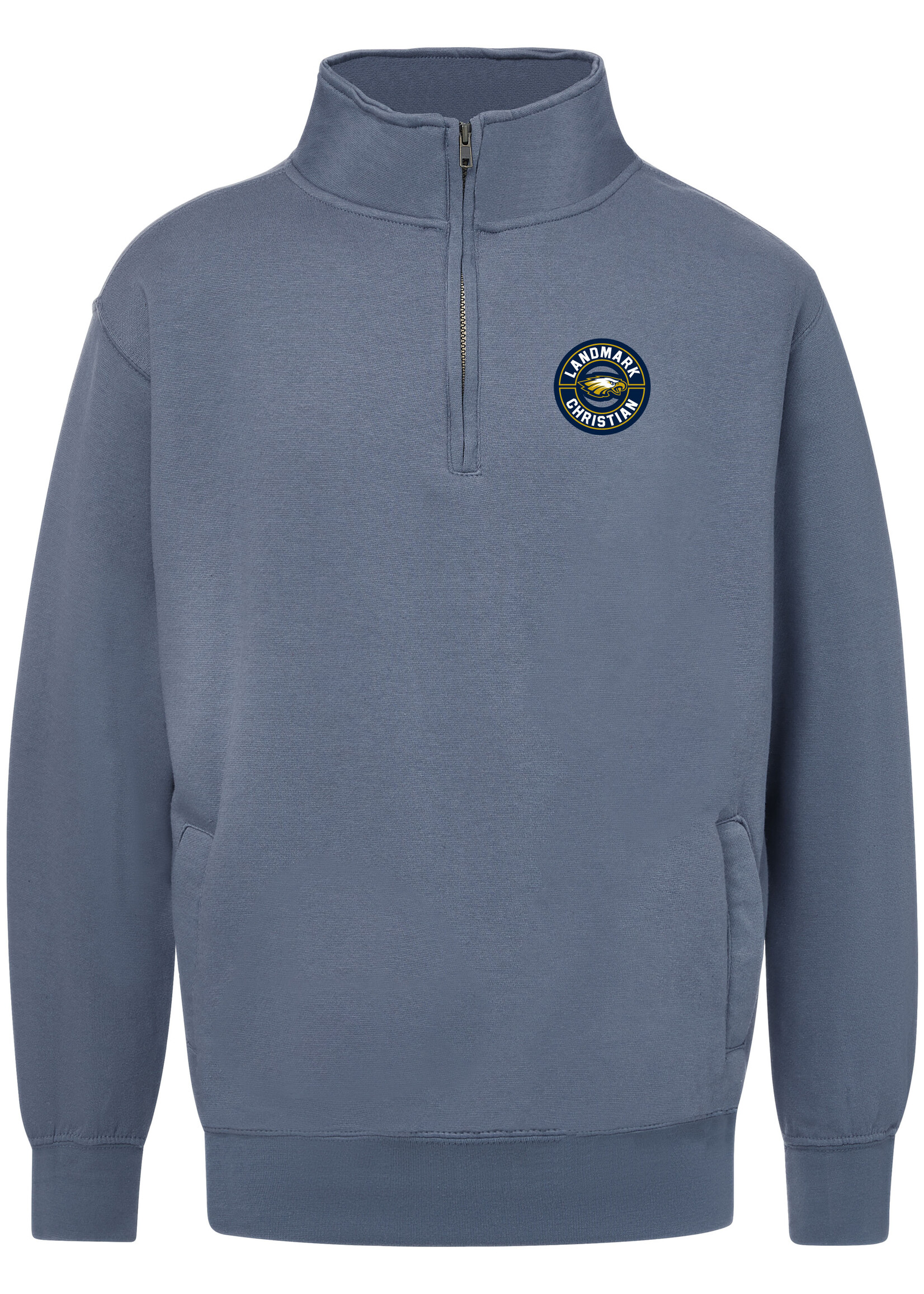 MEN'S FLEECE 1/4 ZIP WITH SIDE POCKETS AND LEFT CHEST EMBROIDERY LOGO