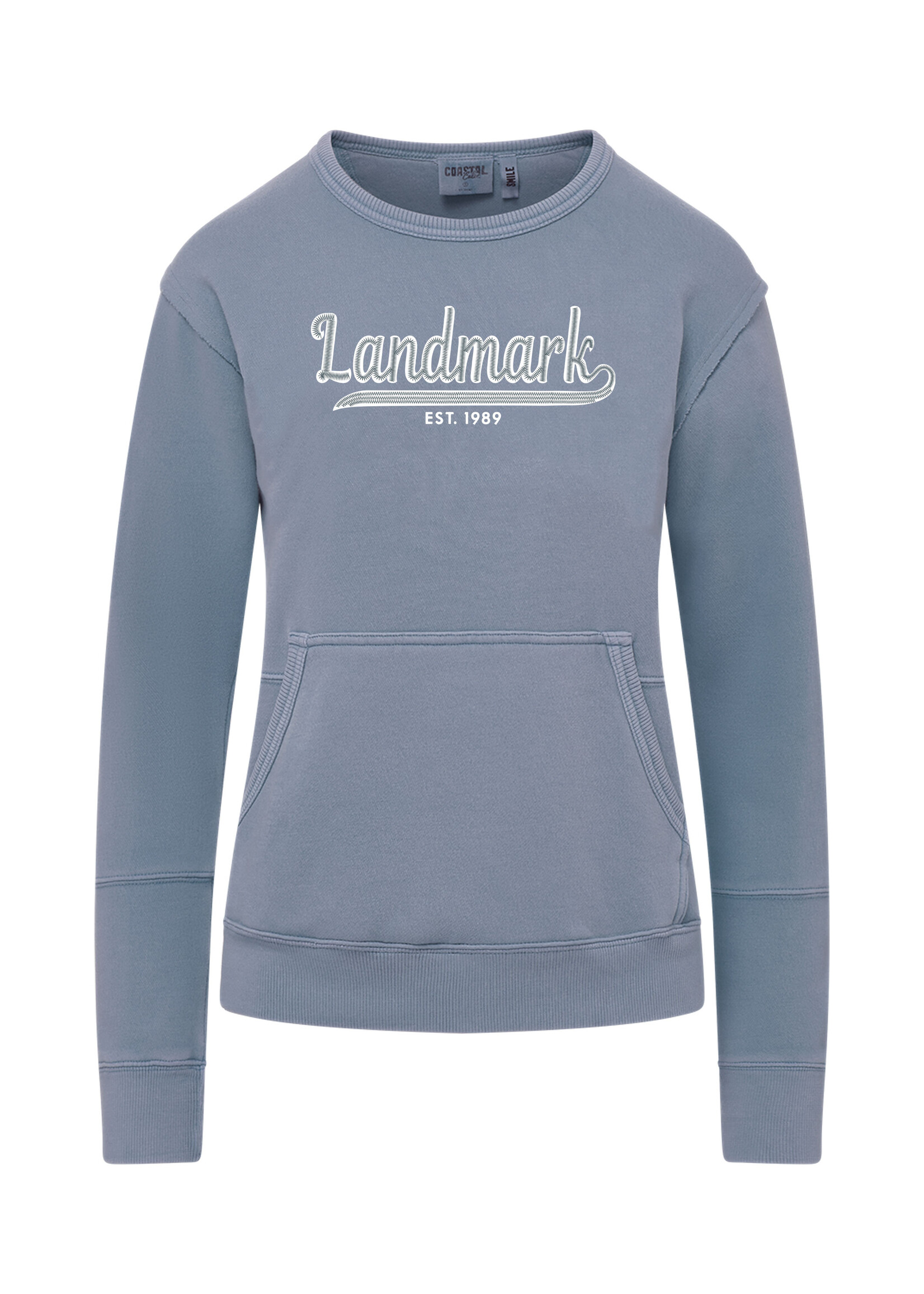 LADIES OXFORD BLUE COASTAL CREW WITH POCKETS