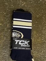 ADULT THROWBACK NAVY CREW SOCK W/LOGO