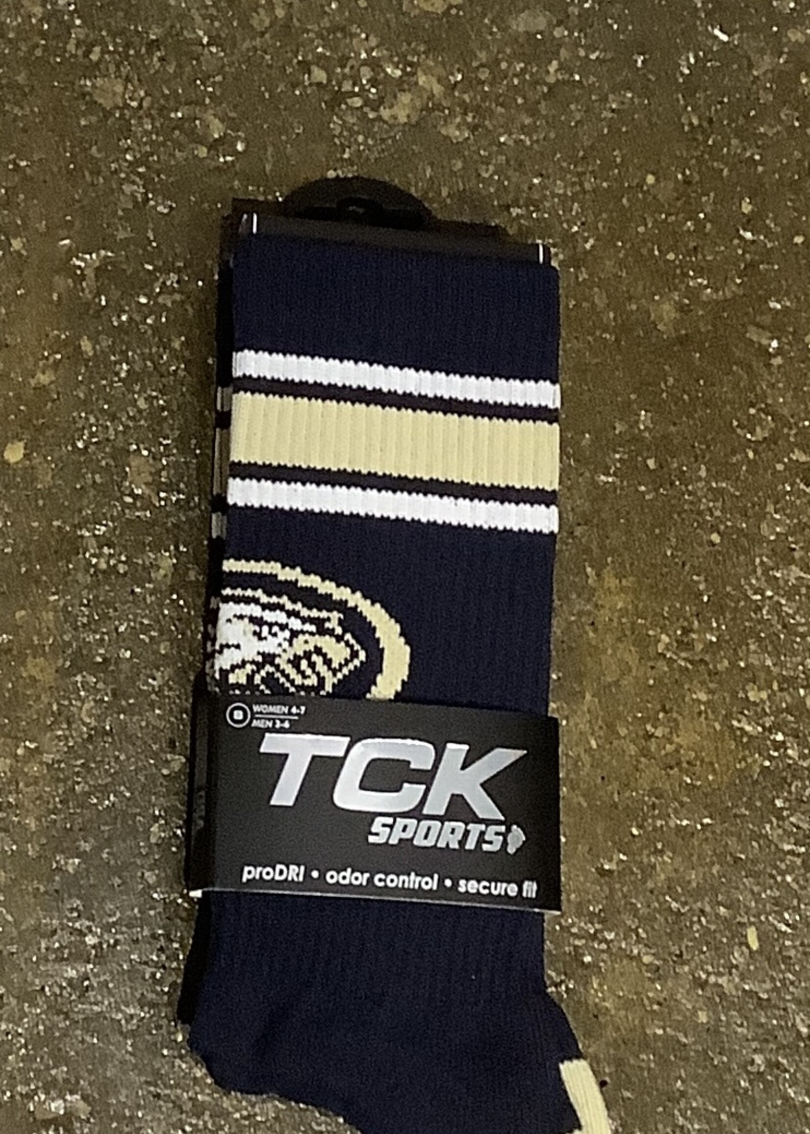 ADULT THROWBACK NAVY CREW SOCK W/LOGO