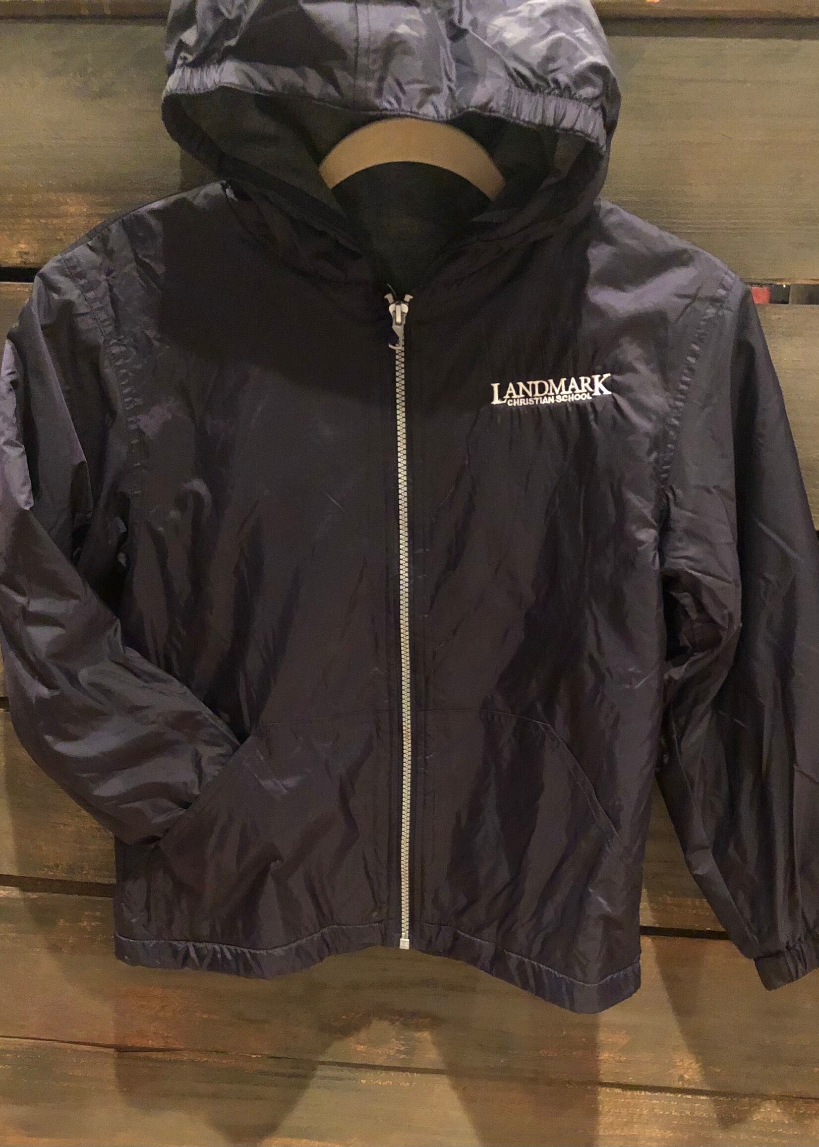 YOUTH FULL ZIP NAVY FLEECE HOODED JACKET