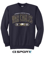 YOUTH CORE NAVY FLEECE CREW WITH EMBROIDERY FRONT