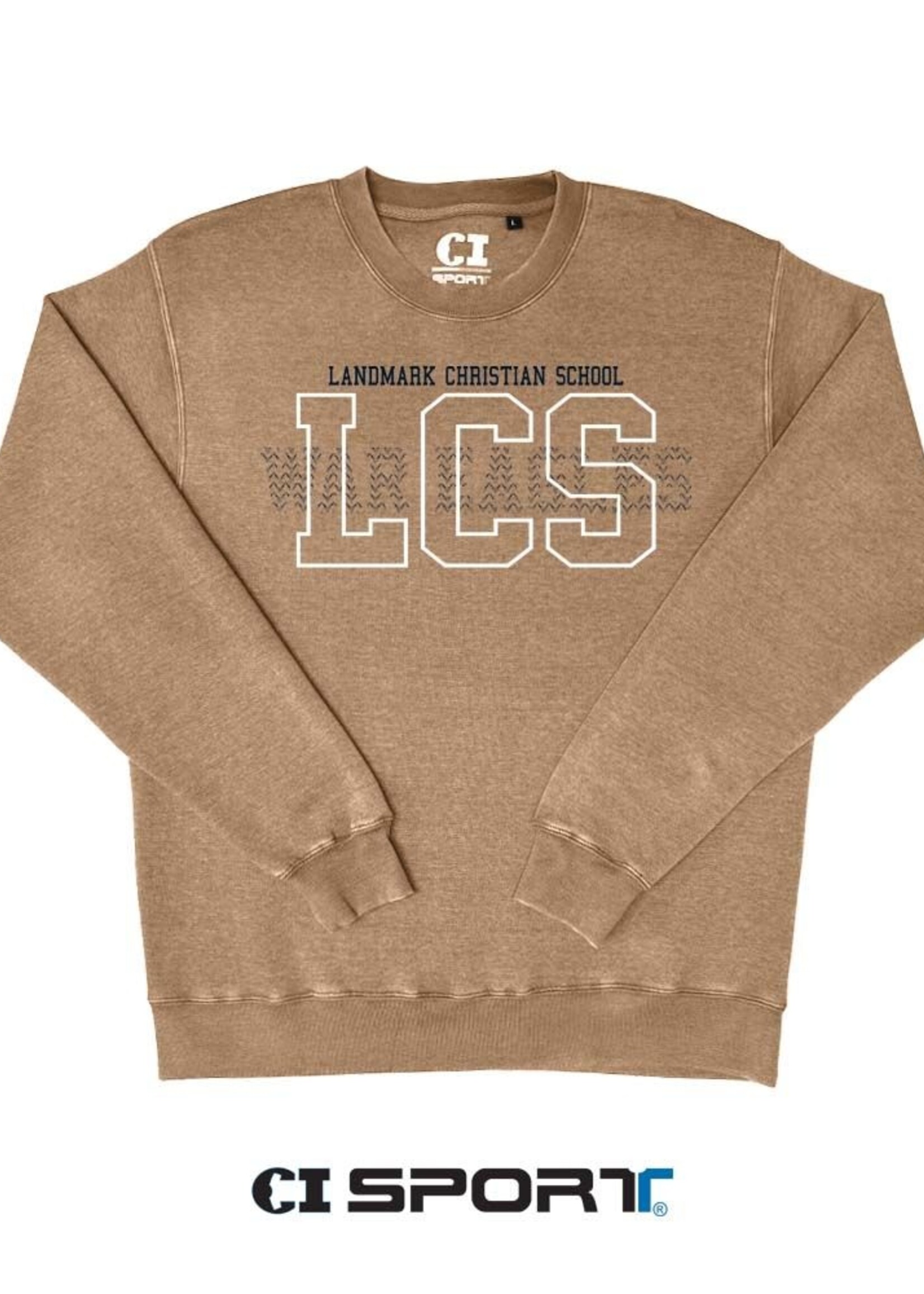 THROWBACK CREW SWEATSHIRT IN HAZELNUT WITH LCS EMBROIDERY FRONT