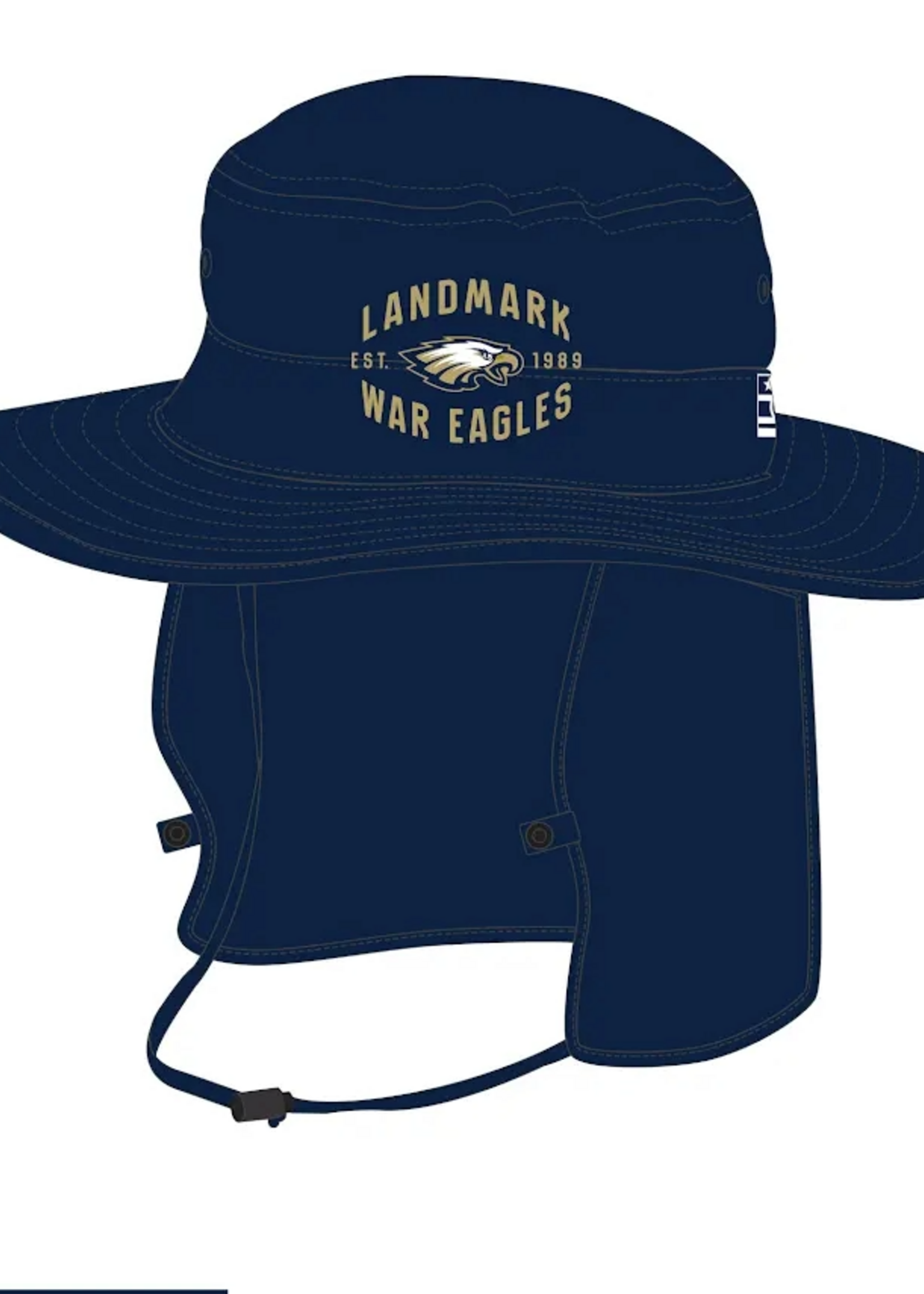 BOONIE HAT WITH BACK FLAP IN NAVY WITH EMBROIDERY LOGO