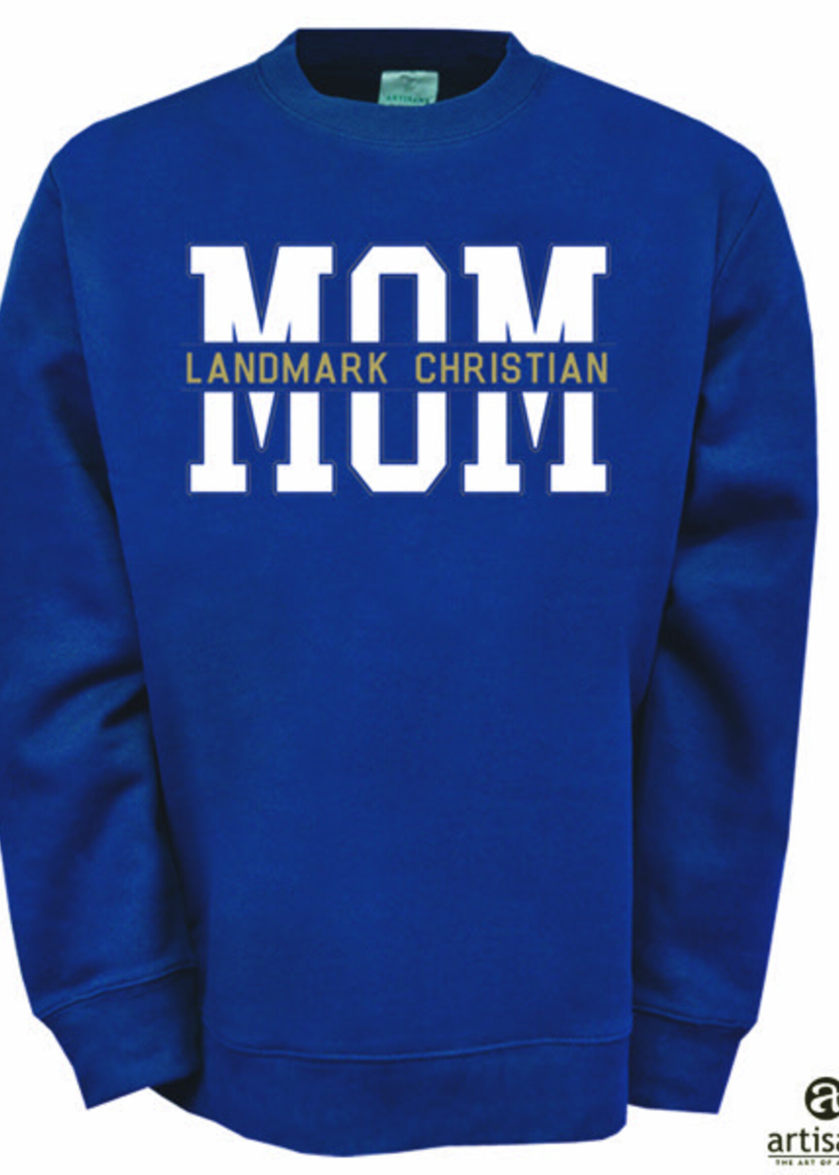 A TEAM MOM CREW SWEATSHIRT IN NAVY WITH REVERSE APPLIQUE
