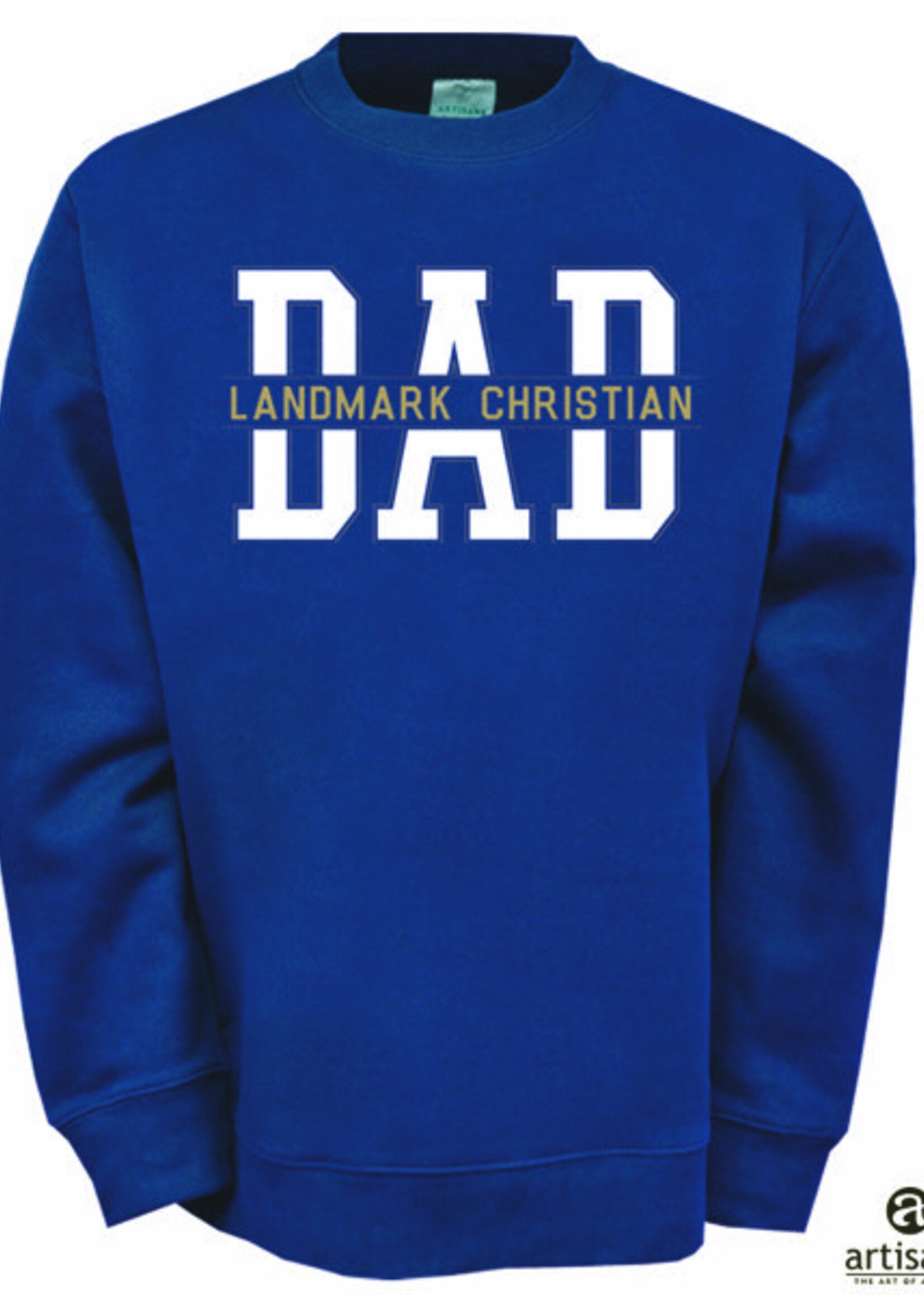 A TEAM DAD NAVY CREW SWEATSHIRT WITH REVERSE APPLIQUE
