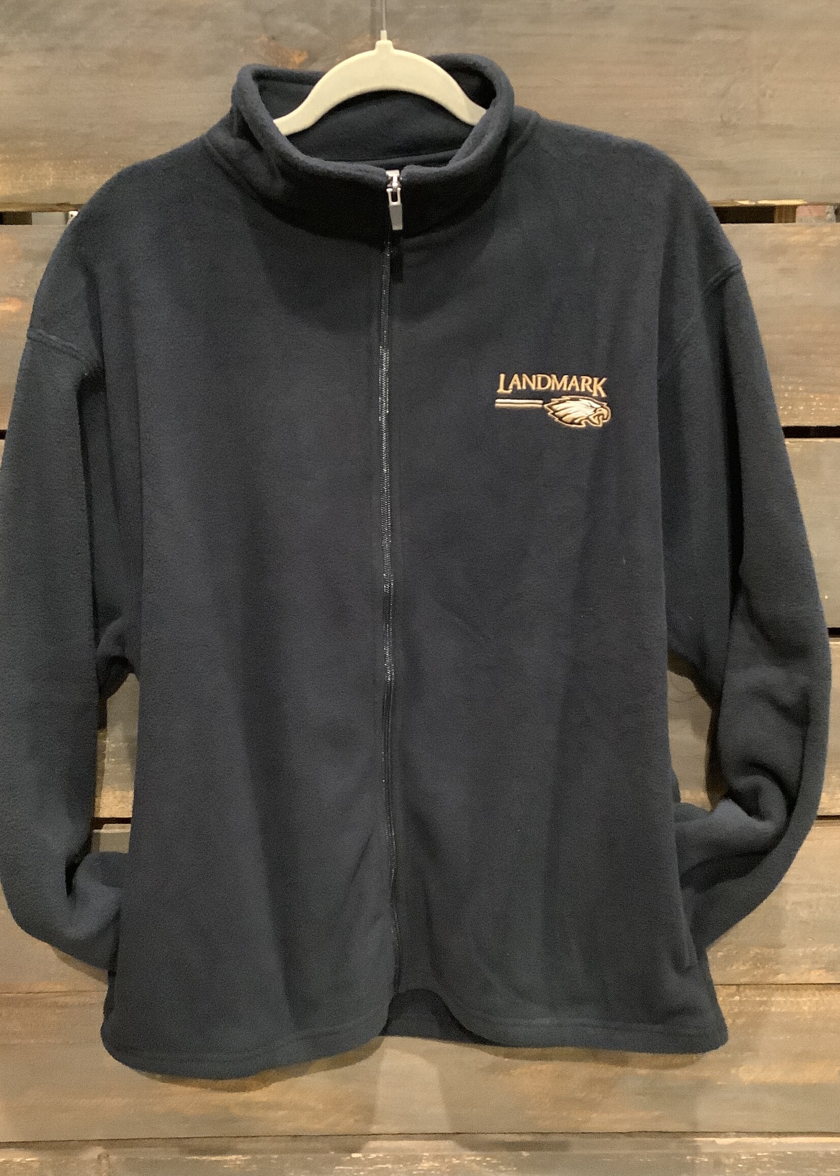 ADULT FULL ZIP POLAR FLEECE JACKET - NAVY WITH EMBROIDERY LEFT CHEST