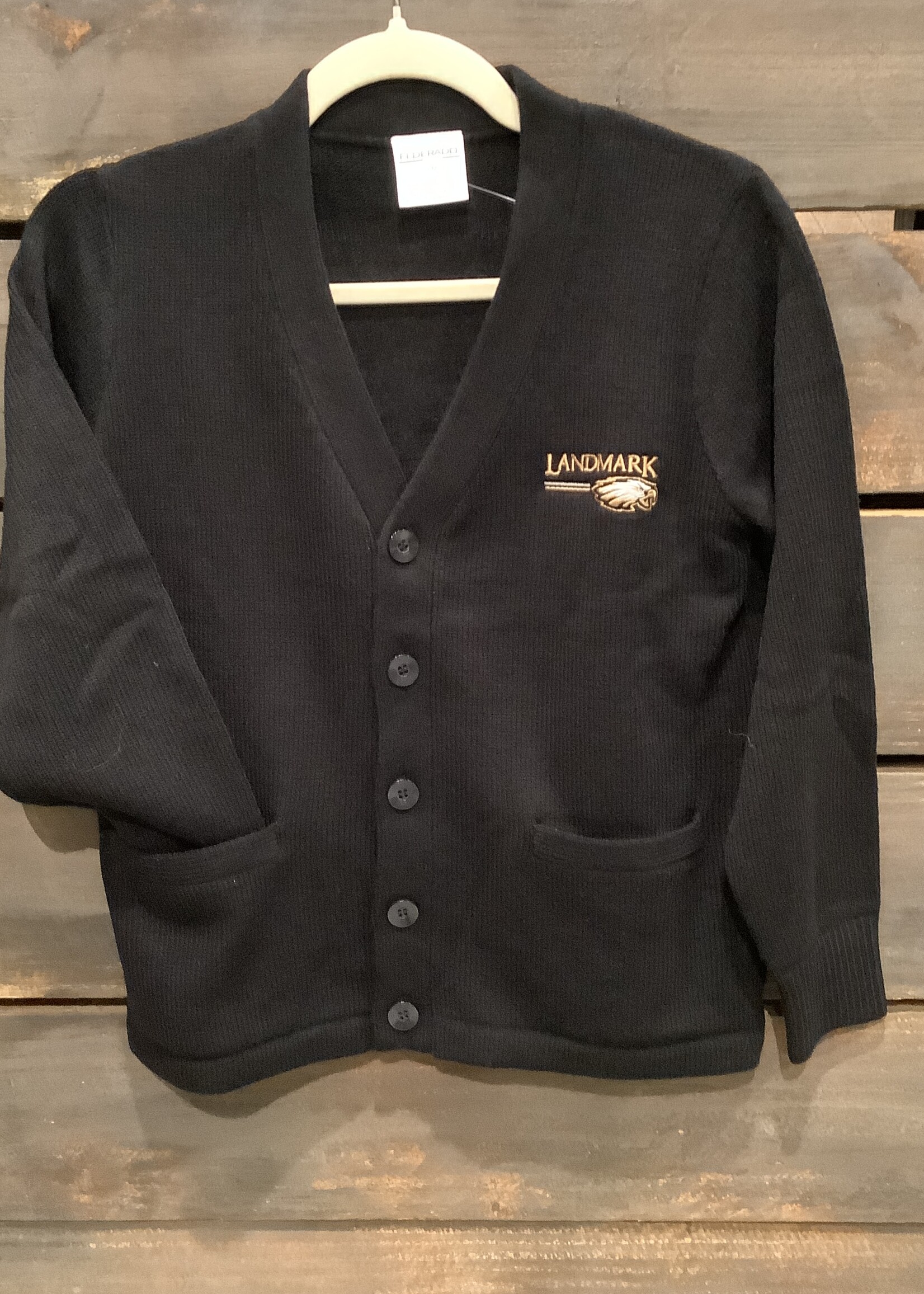 YOUTH #1100  ELDERADO V NECK CARDIGAN - NAVY WITH EMBROIDERY LOGO