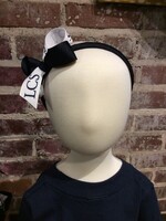 SMALL TWO TONE BOW IN NAVY AND LCS RIBBON ON 3/8" HEADBAND #1339D-2HB