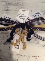 MIXED RIBBON PONY IN NAVY GINGHAM/GOLD/LCS IN KRINKLE RIBBON #7540LCS2