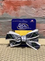 MONARCH PLAID & WHITE BOW ON BARRETTE