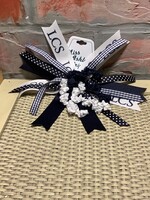 MIXED RIBBON PONY IN NAVY GINGHAM/LCS IN KRINKLE RIBBON #7540LCS3