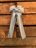 PINCH OVERLAY W/LONG TAILS IN LIGHT BLUE DOT-1230