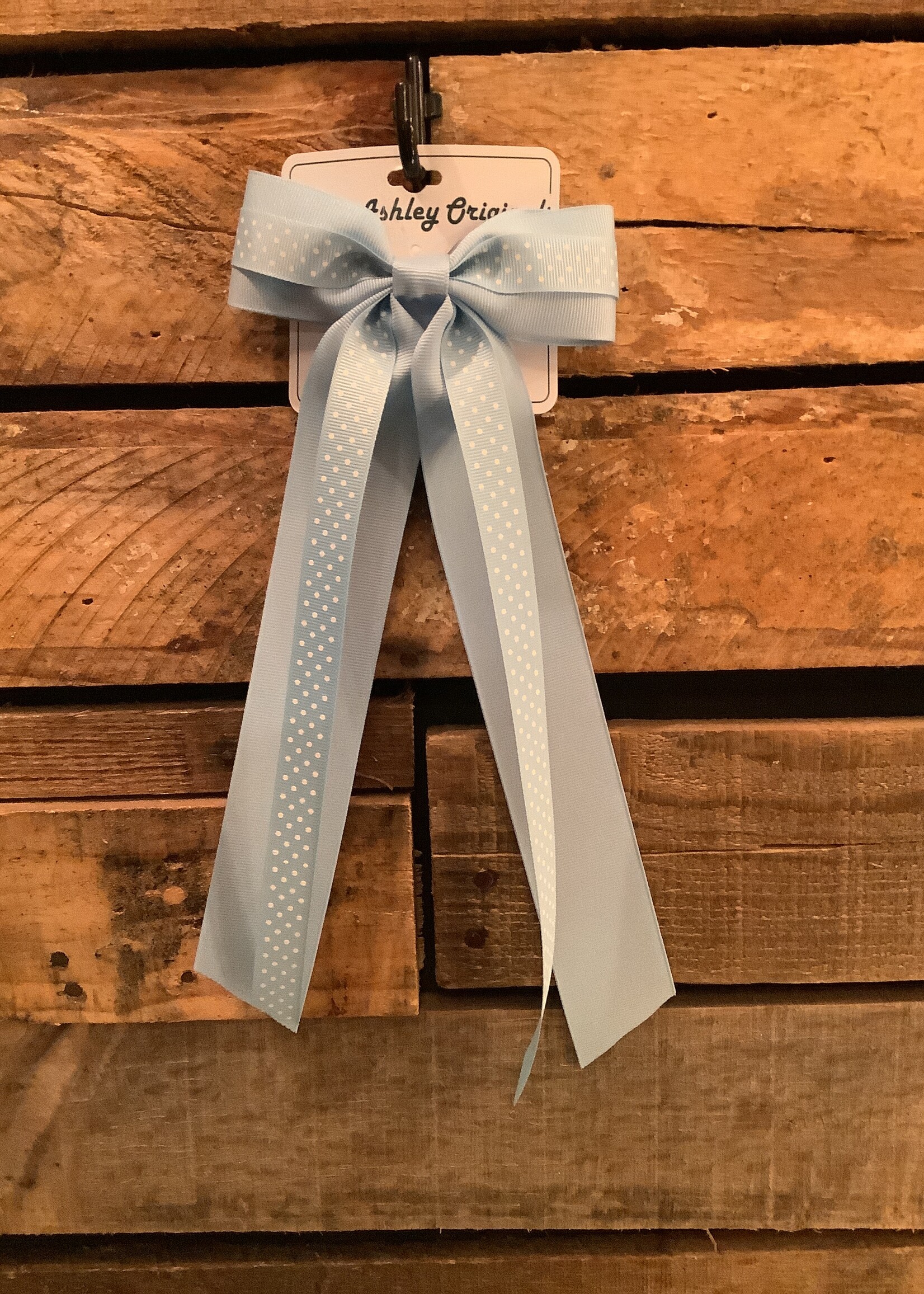 PINCH OVERLAY W/LONG TAILS IN LIGHT BLUE DOT-1230