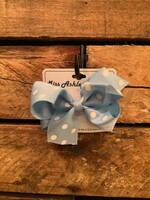 CLASSIC CURLY FLF MEDIUM DOT BOW ON BARRETTES-1138D-4-LIGHT BLUE