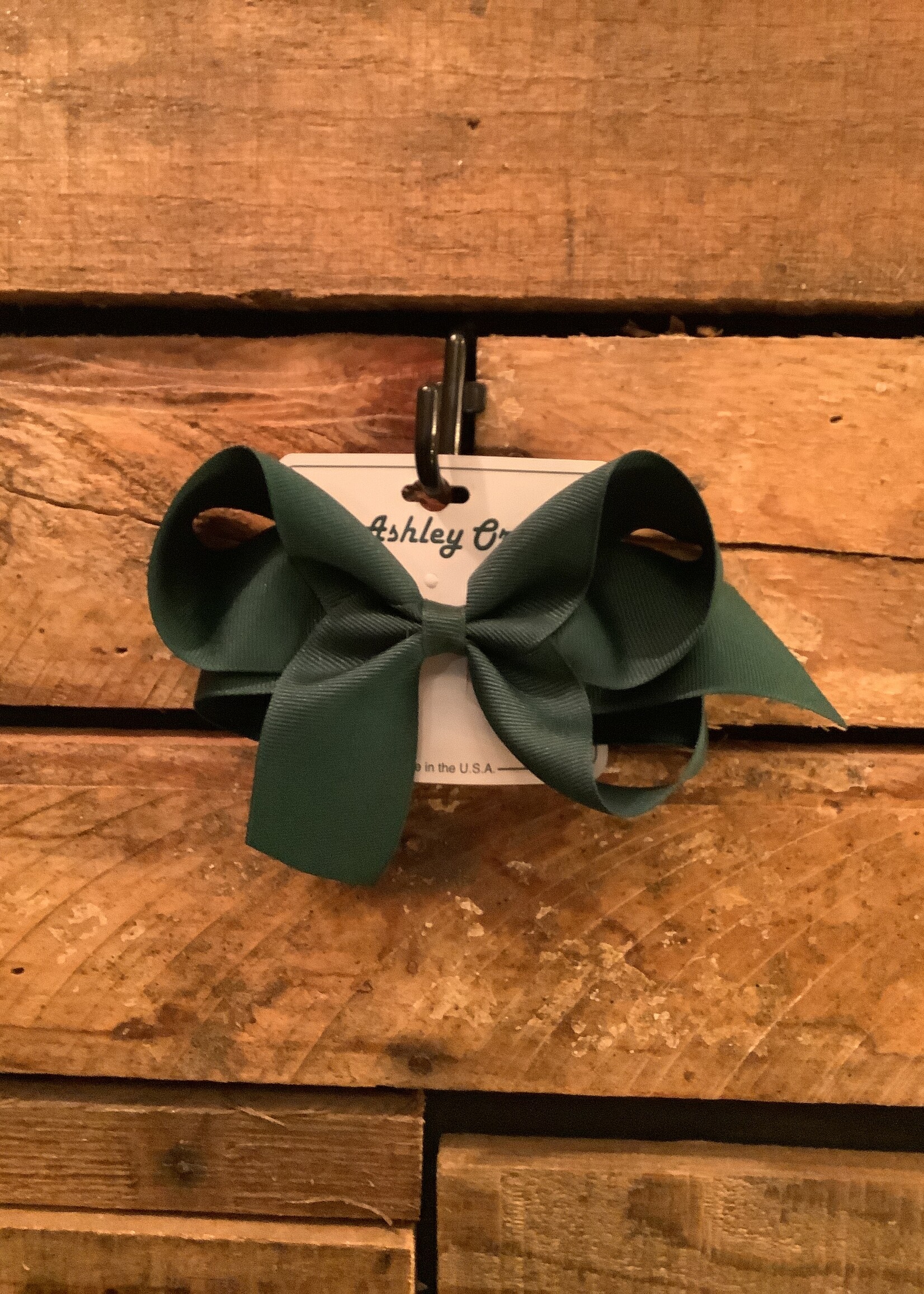 CLASSIC CURLY FLF LARGE BOW ON BARRETTES-1138-6-GREEN
