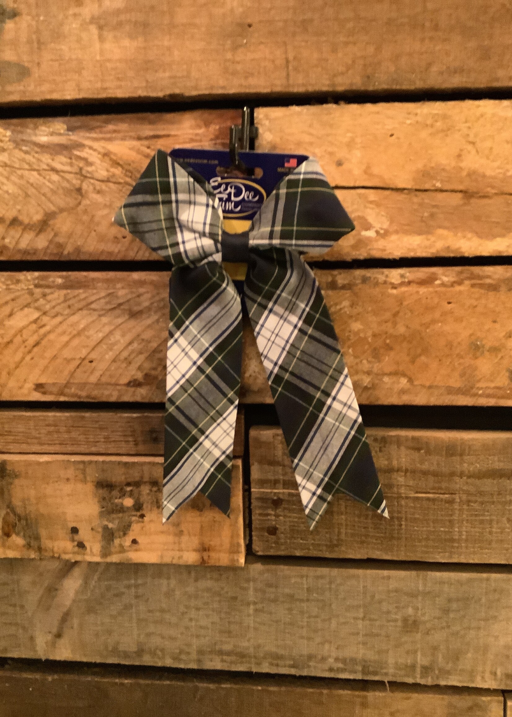 LARGE PLAID BOW W/TAILS ON PINCH CLIP - FBE176