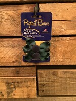 PAIR OF NAVY & GREEN BUTTON PIG TAIL BOWS ON PINCH CLIPS - FBE118