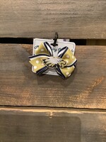 TWO TONE BOW PINCH CLIP WITH EAGLE IN NAVY STRIPE/GOLD DOT #1027FB-4