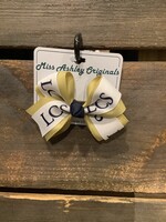 LAYERED PINCH CLIP BOW IN GOLD/LCS & NAVY KNOT #1027-4