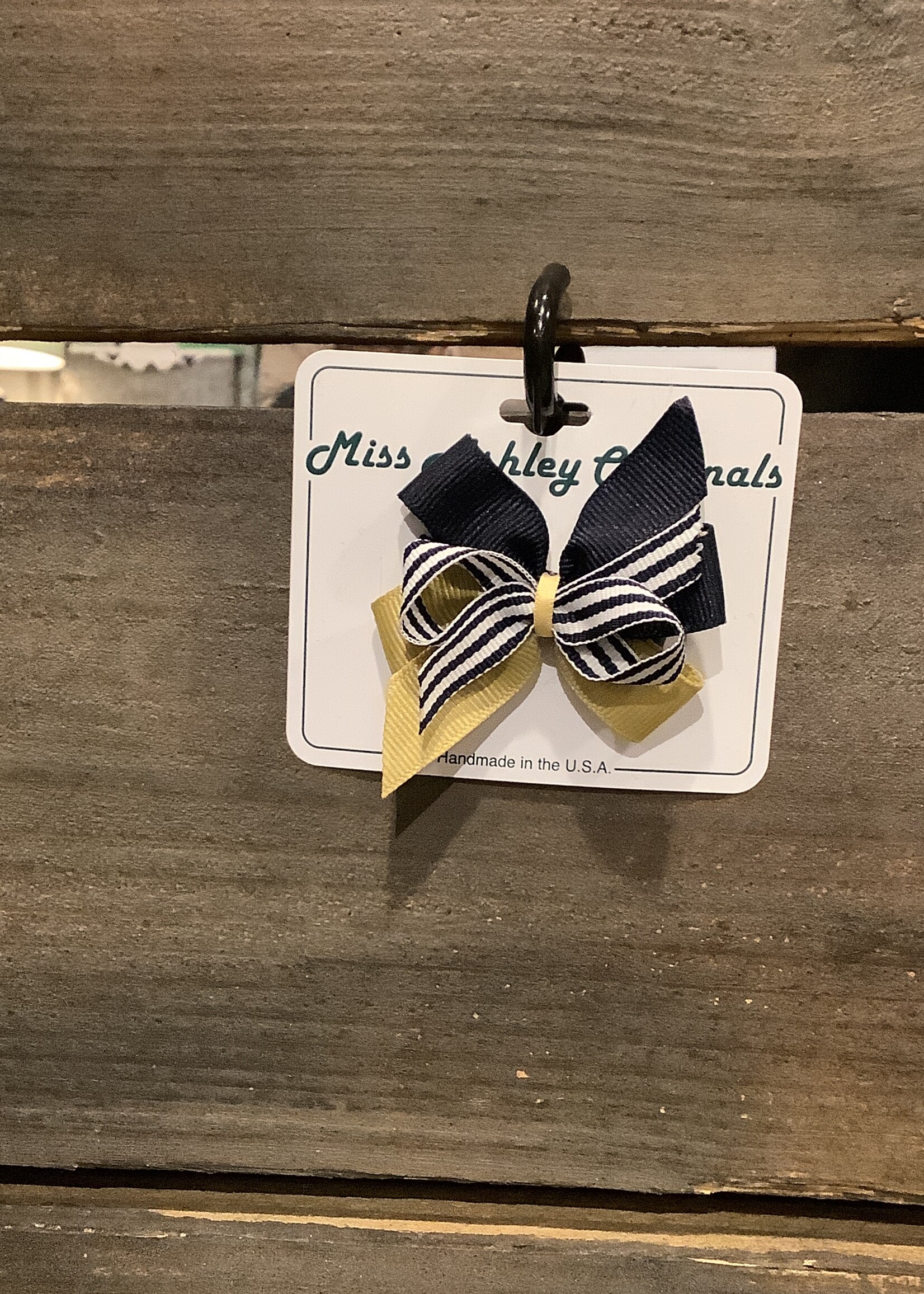 NAVY STRIPED & GOLD/ NAVY CLIPPIE PINCH CLIP #9378S