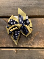 STACKED WINDMILL FLUFF #20815 IN GOLD AND NAVY SWISS DOT