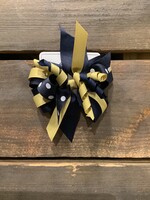 STACKED WINDMILL BOW BARRETTE WITH NAVY DOT #1840D