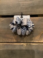 LARGE SPIKEY LOOP NAVY GINGHAM/GREY BARRETTE #50000G