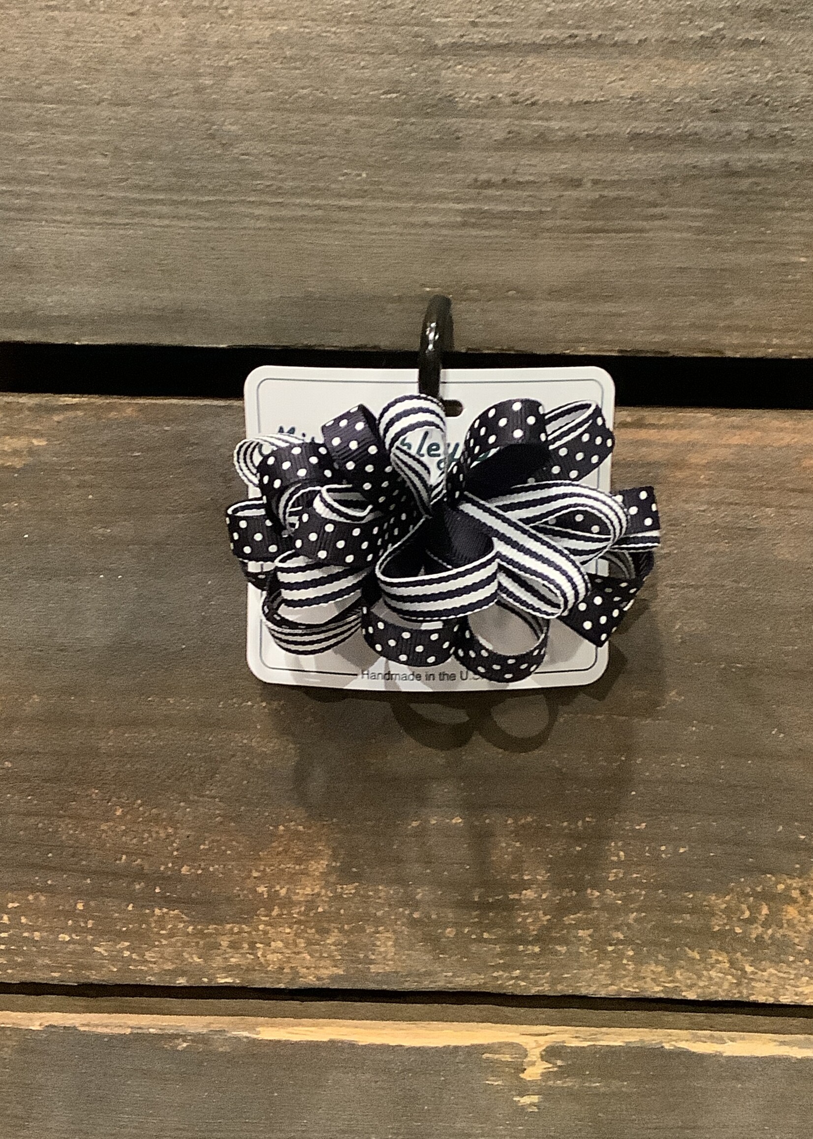 LARGE SWISS DOT /STRIPE MULTI LOOP BARRETTES #5029SD -6