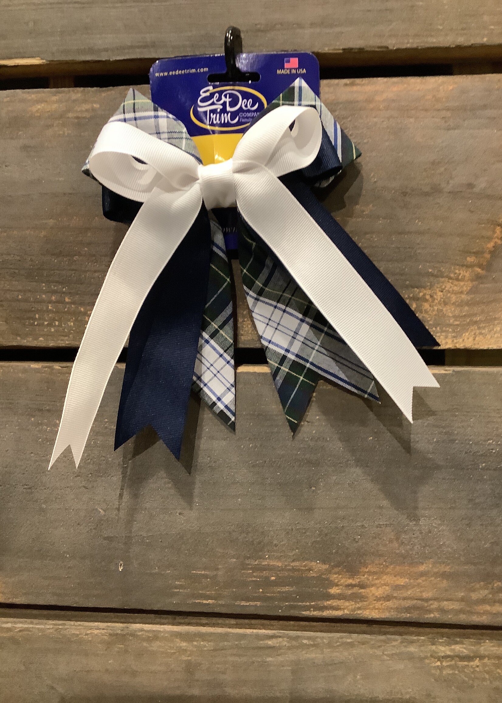 TRIPLE LAYERED PLAID AND RIBBON BOW ON PINCH CLIP - FBE189