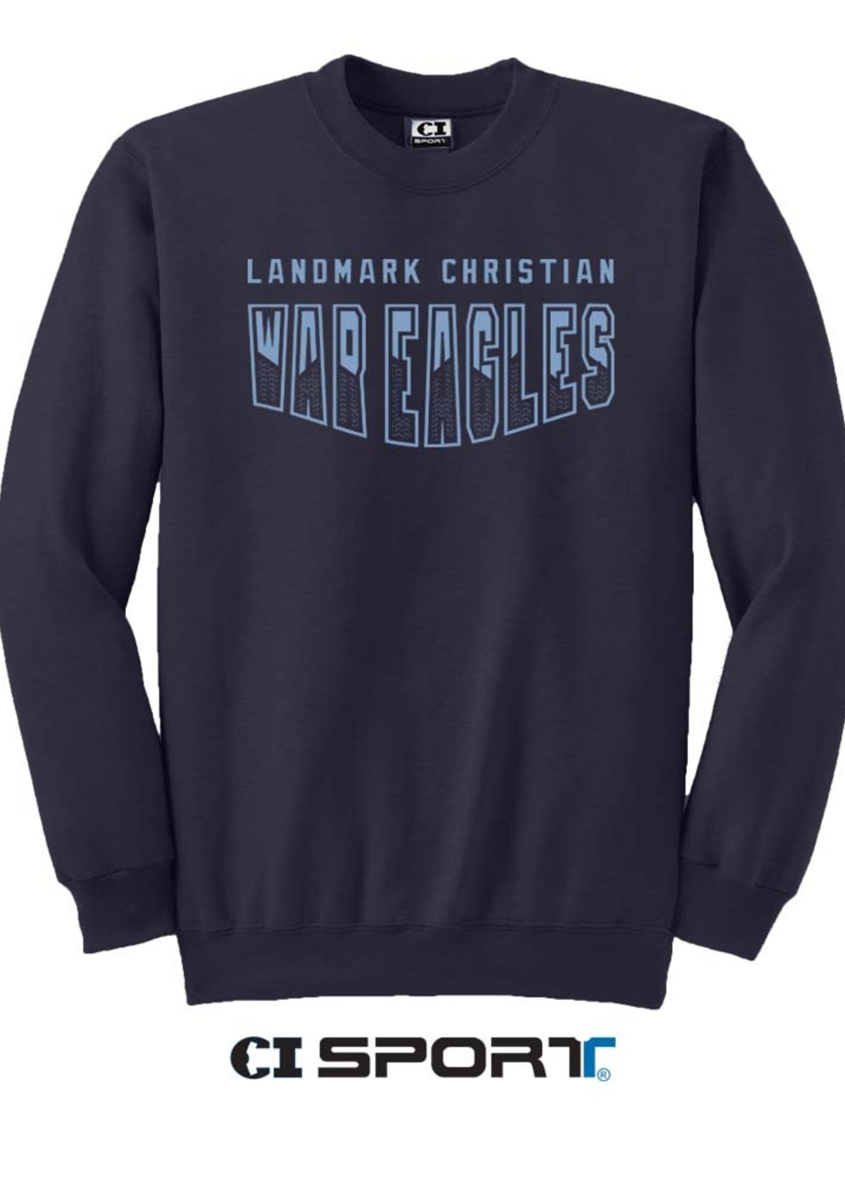 CI SPORT YOUTH NAVY CREW WITH MAGPIE EMBROIDERY FRONT