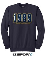 YOUTH #PC90Y NAVY CREW WITH EMBROIDERY FRONT