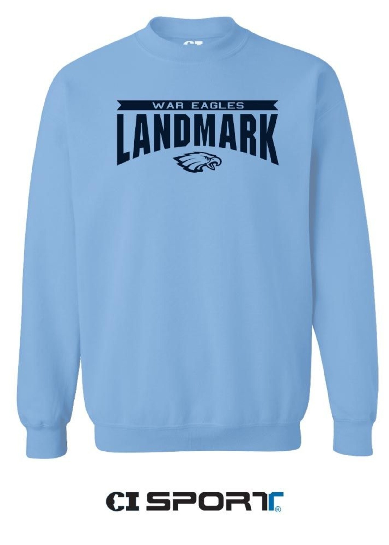 CI SPORT CLASSIC CREW IN POWDER BLUE WITH NAVY APPLIQUE FRONT CHEST
