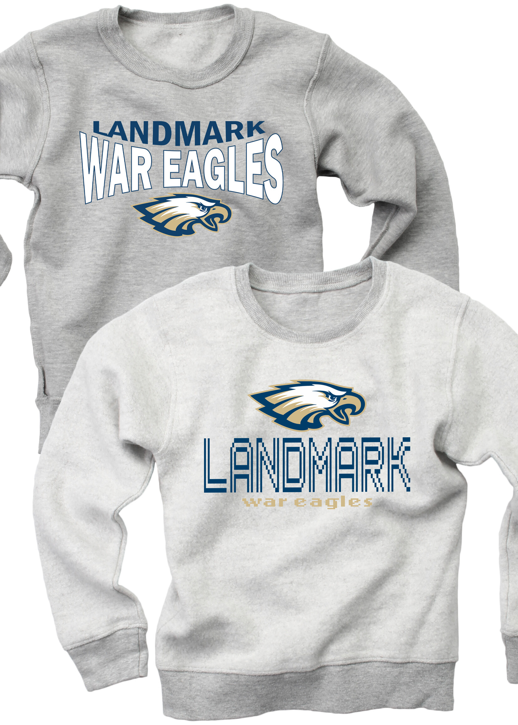 YOUTH REVERSABLE GREY FLEECE CREW WITH SCREEN PRINT ON TWO SIDES