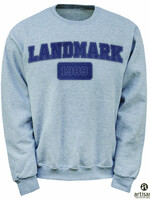 CLASSIC CREW IN GUNMETAL GREY WITH NAVY LEATHER APPLIQUE