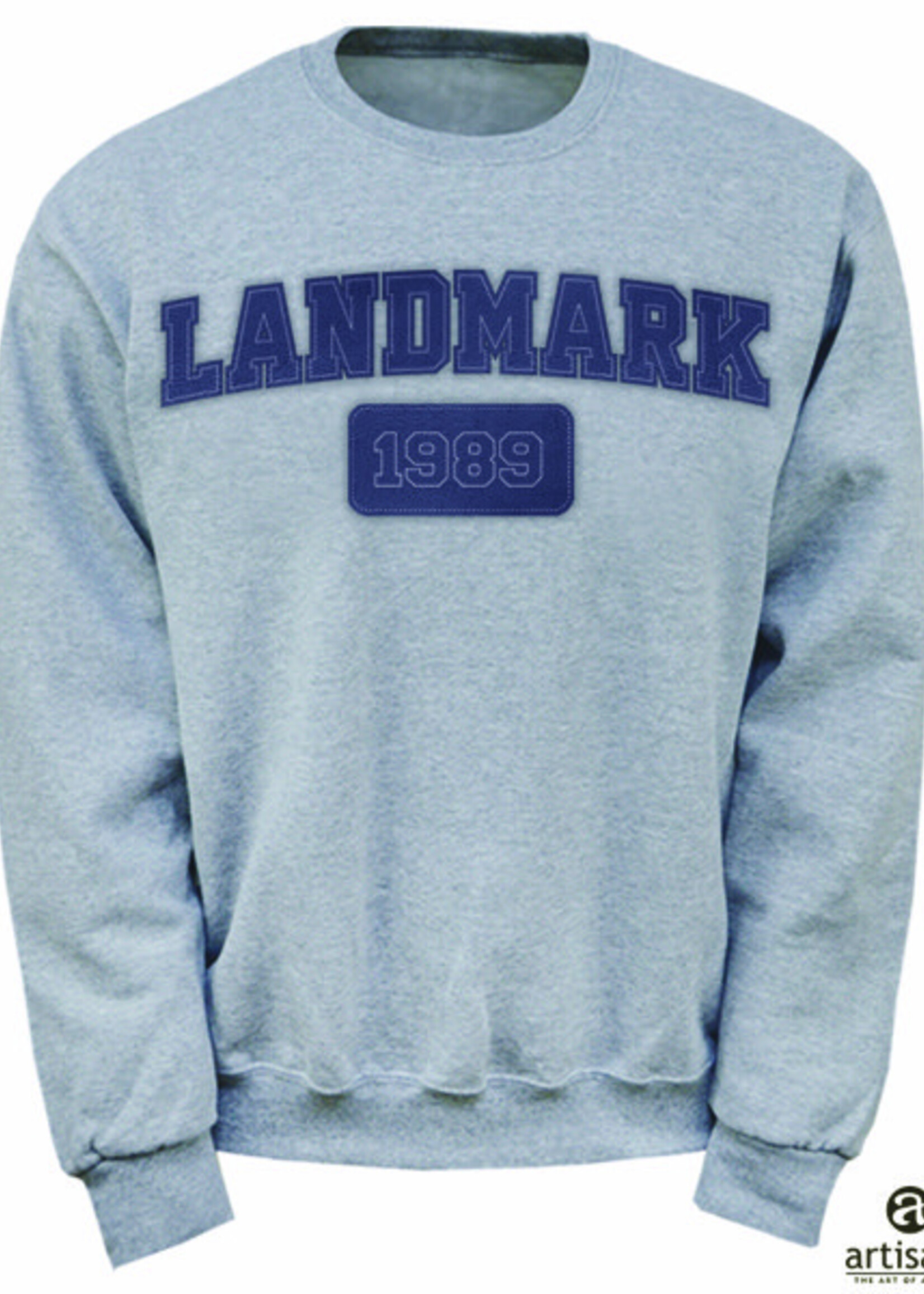 CLASSIC CREW IN GUNMETAL GREY WITH NAVY LEATHER APPLIQUE