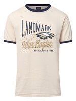 MEN'S SHORT SLEEVE RINGER TEE WITH NAVY TRIM AND VINTAGE SCREEN PRINT