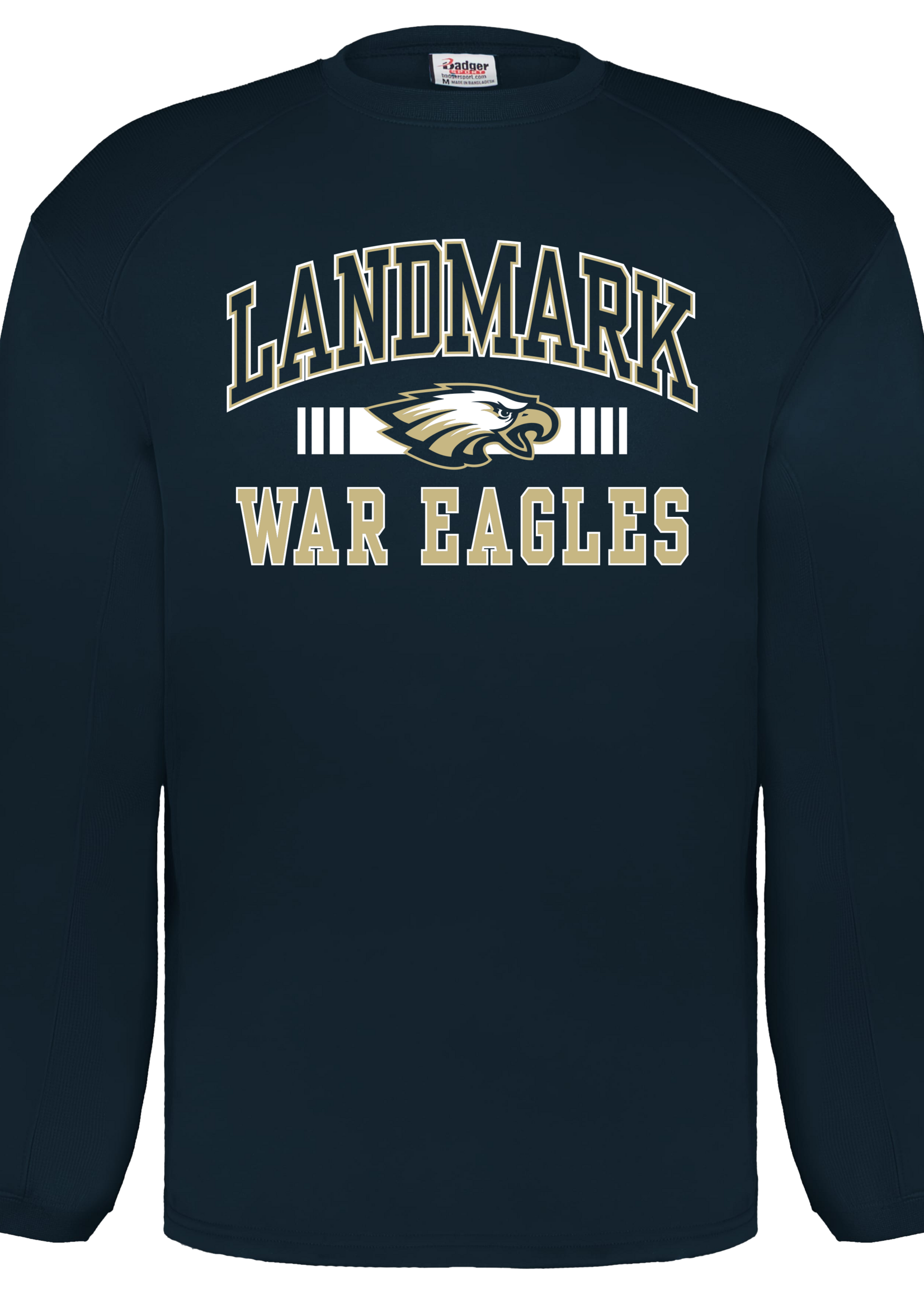 BADGER MEN'S PERFORMANCE NAVY LIGHTWEIGHT FLEECE CREW