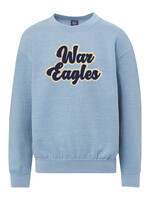 GIRLS LT DENIM HEATHER CREW WITH GLITTER SCREEN FRONT