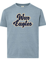 GIRLS LT DENIM BLUE HEATHER TEE WITH A GLITTER SCREEN PRINT ON FRONT CHEST
