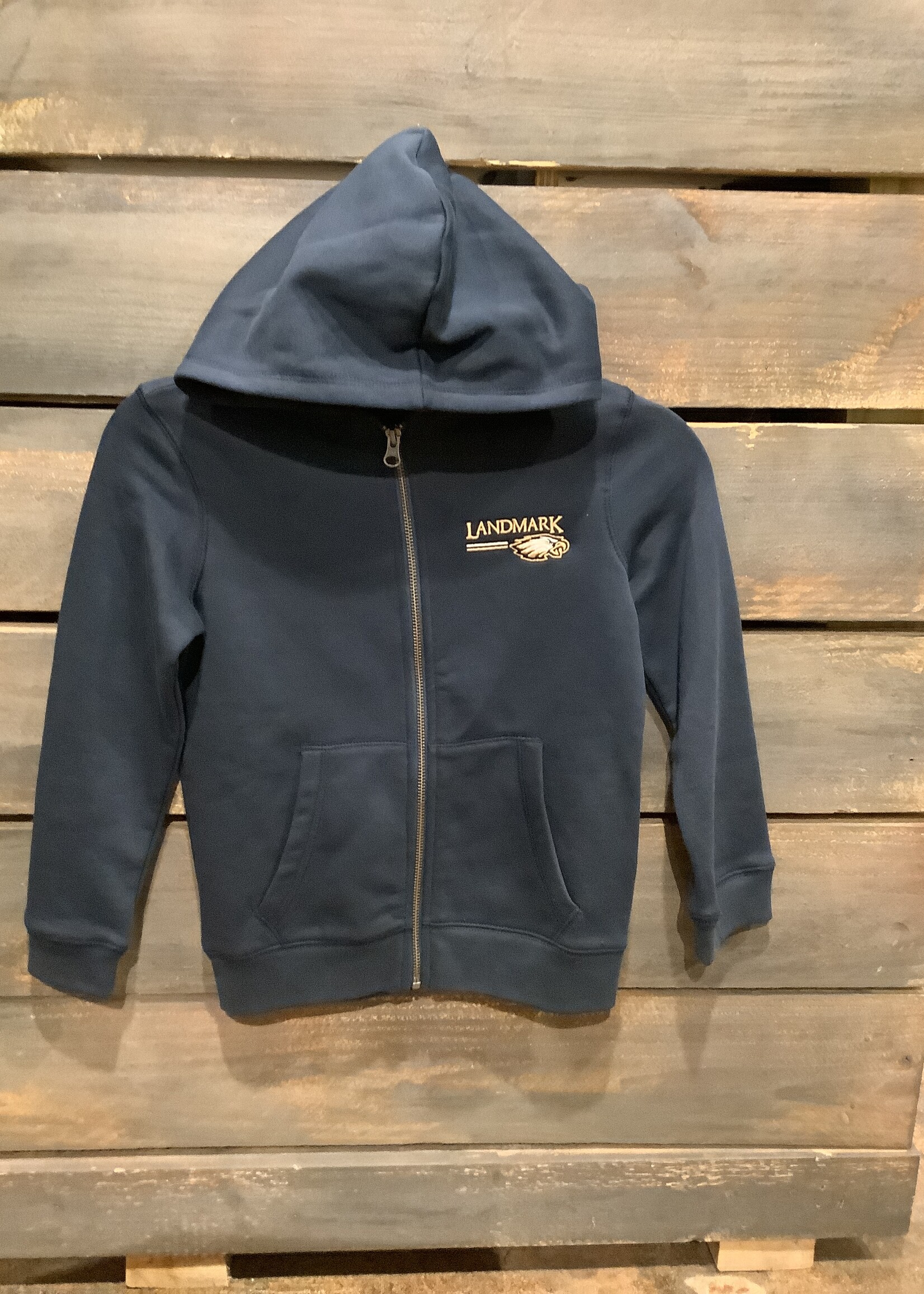 YOUTH FULL ZIP NAVY FLEECE HOODED JACKET