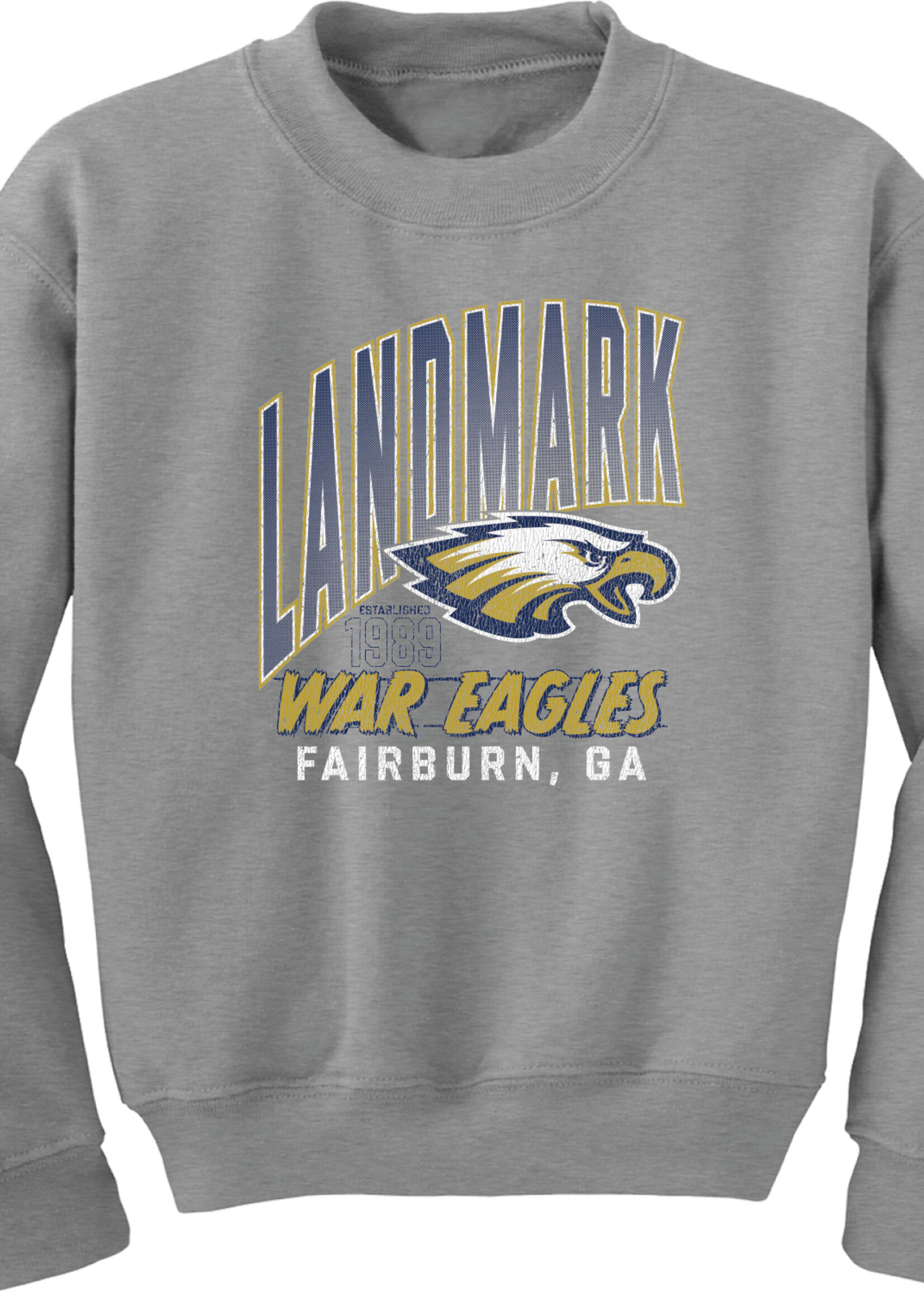 YOUTH LARGE VINTAGE SCREEN PRINT GREY CREW