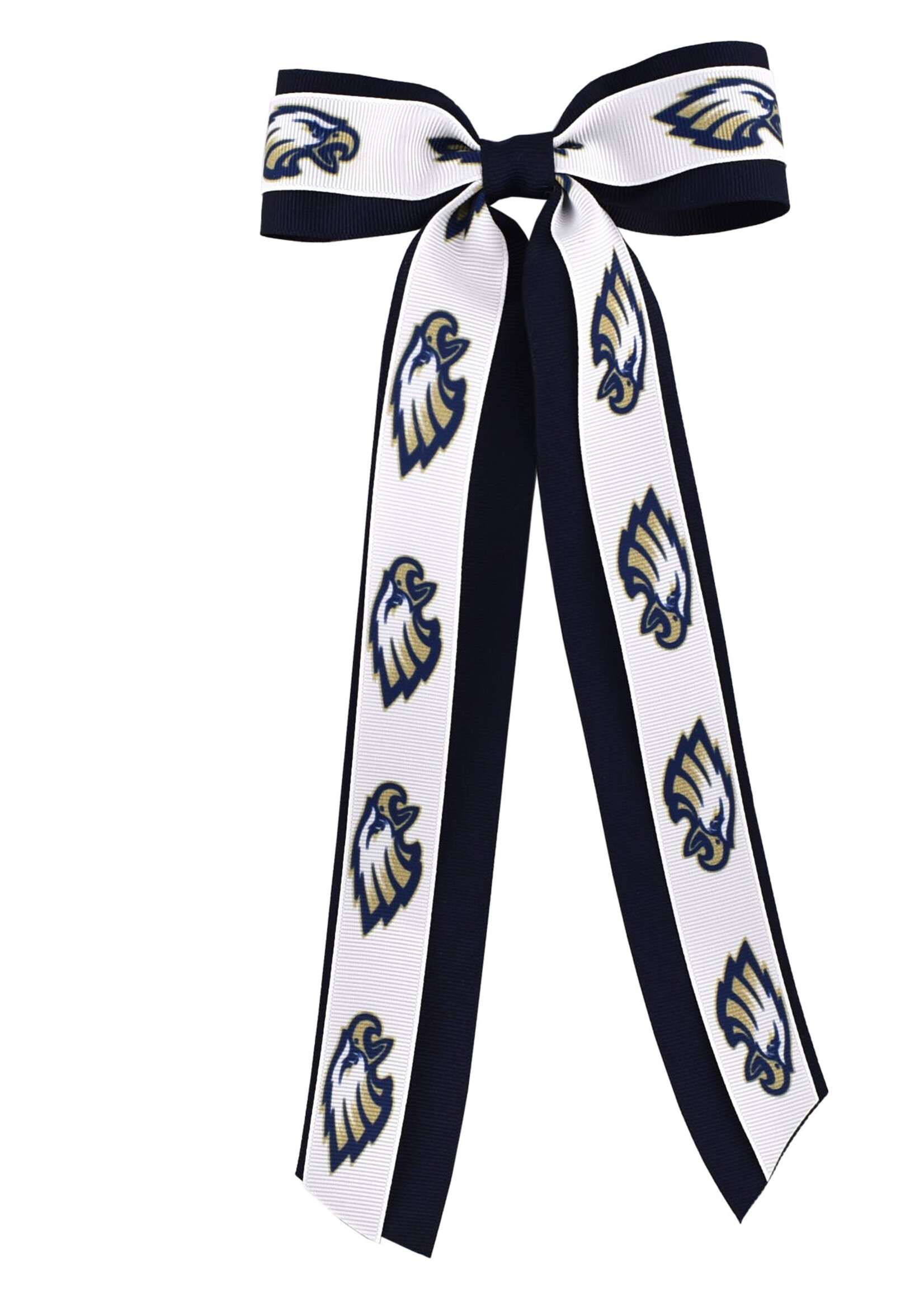 BARRETTE EAGLE RIBBON OVERLAY W/ NAVY LONG TAILS - 1230