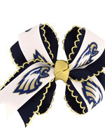 MOON STITCH LAYER BOW WITH EAGLE PRINT RIBBON ON SMALL BARRETTE - 1027MS-4