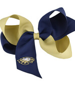 NAVY & GOLD BARRETTE BOW WITH EAGLE EMBROIDERY - 1339-6-E1