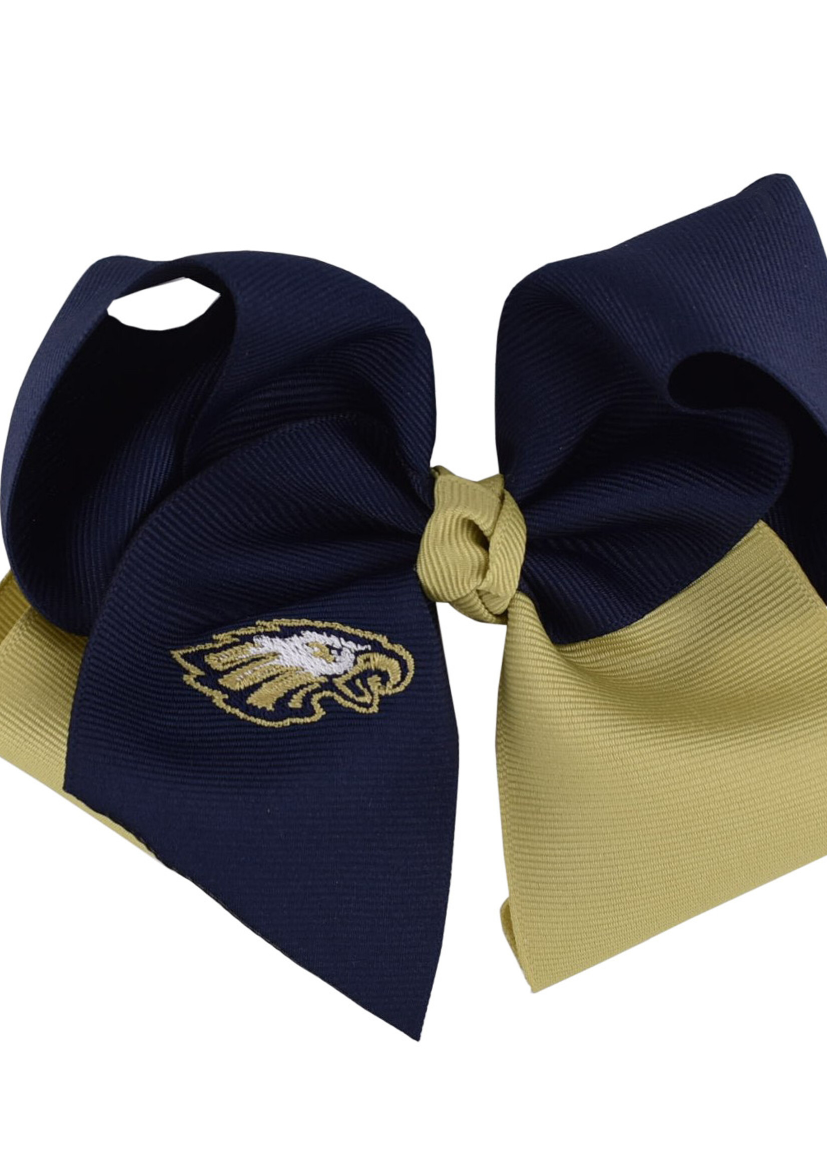 TWO TONE FLUFF W/KNOT AND EAGLE EMBROIDERY BARRETTE-125-E1